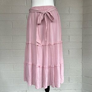 EUC. Doe & Rae Pink Flowy Midi Skirt, S/M